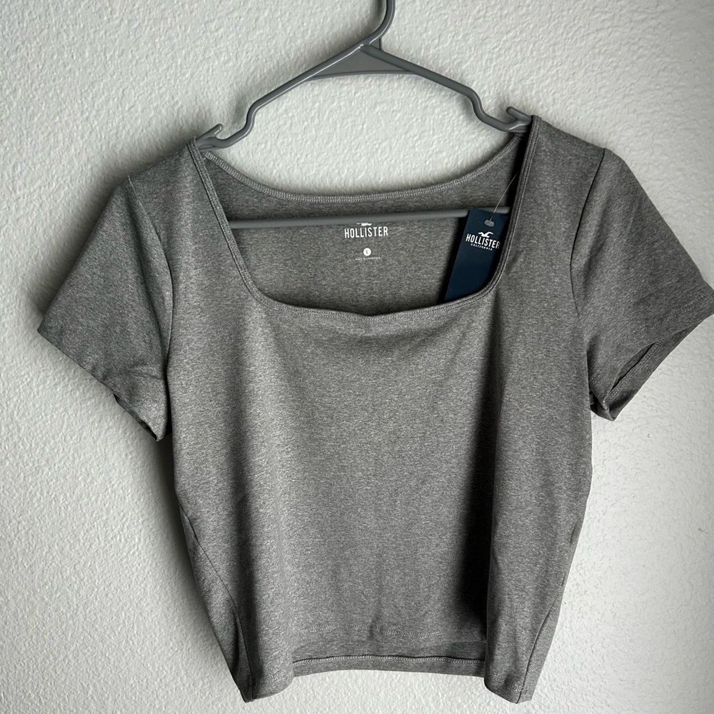 Hollister Gray Fitted Crop Top